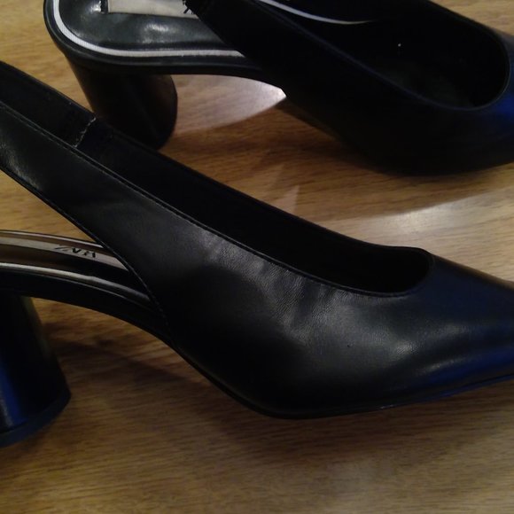 Black ZARA Sling Back Heels - Picture 2 of 4